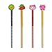 28PCS Assorted Cartoon Stripe Colored Wooden Pencils with Fruit Animal Top Pencil Erasers for Kids School Supplies and Children Prize Gifts, 28 Count (Pack of 1)