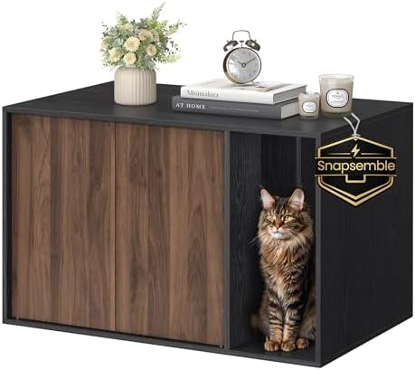 SONGMICS HOME Cat Litter Box Enclosure, Tool-Free Assembly | Litt...