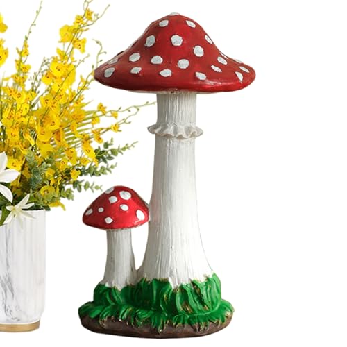 Weqizuerqi Mushroom Garden Statue - Simulated Resin Garden Statues Sculptures Home Decor - Charming Modern Room Decor Sculptures Statues for Indoor Outdoor