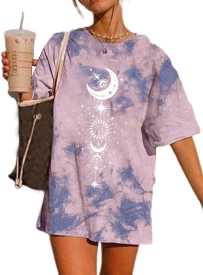 Image of Remidoo Women's Casual Oversized T Shirt Short Sleeve Graphic Tee Letter Tie Dye Shirts