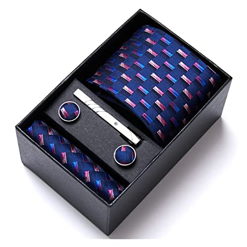 Set de corbata para hombre con pañuelo y gemelos rosa
