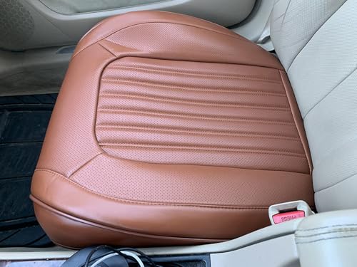 FEELON 2PCS ZC Car Seat Covers Front Bottom Seat Cushion Covers, Waterproof Nappa Leather, Anti-Slip and Wrap Around the Bottom, Universal Auto Interior Fit for Sedans SUV Pick-up Truck, Cocoa Brown by FEELON - Image 7