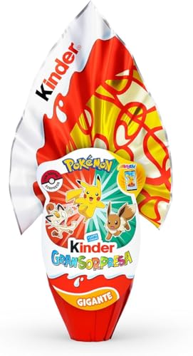 Kinder GranSorpresa Gigante Pokémon, Œuf de Pâques en Chocolat au Lait avec Double Surprise, 320 g