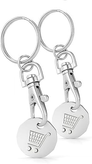 UK Shopping Trolley and Locker Coins Portable Metal Pound Token Keyring for Supermarket Shopping Multipurpose Locker Trolley Coins 2Pcs