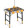 WORKESS Portable Workbench 1000Lbs Capacity 2026 Upgraded Adjustable 5 Level Height Heavy Duty Folding Work Table with 2 Quick Clamps, 4 Bench Dogs, 3 Tool Boxes for Garage Easy Storage