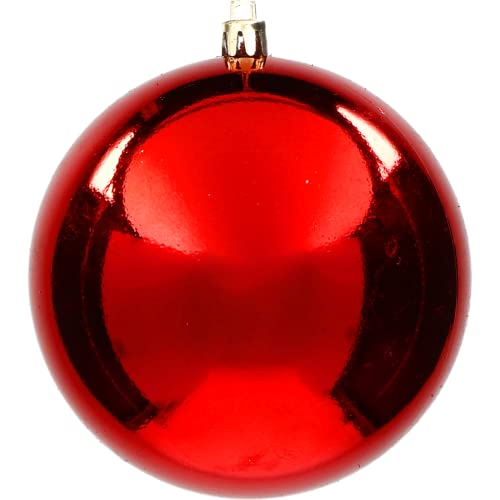 Palla di Natale Gigante Ø 20 cm in Plastica LUCIDA ORO ROSSO Infrangibile Resistente Ai Raggi UV per Esterno Decorazioni PERLATA per Negozio, Vetrina, Luminarie Esterna Sfera Natalizia (Rosso)