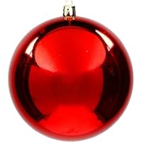 Palla di Natale Gigante in Plastica LUCIDA Disponibile in 2 Dimensioni e 2 Colori Infrangibile Resistente Ai Raggi UV per Esterno Decorazioni per Negozio, Vetrina, Luminarie Esterna (1, Rosso, 40 Cm