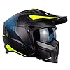 One by Camamoto | Casco Scooter e Moto, Track Shadow Yellow Jet, Nero Opaco - Giallo, Integrale con Mentoniera Estraibile, Omologato ECE R22-06, Taglia L (59 cm)