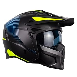 One by Camamoto | Casco Scooter e Moto, Track Shadow Yellow Jet, Nero Opaco - Giallo, Integrale con Mentoniera Estraibile, Omologato ECE R22-06, Taglia L (59 cm)