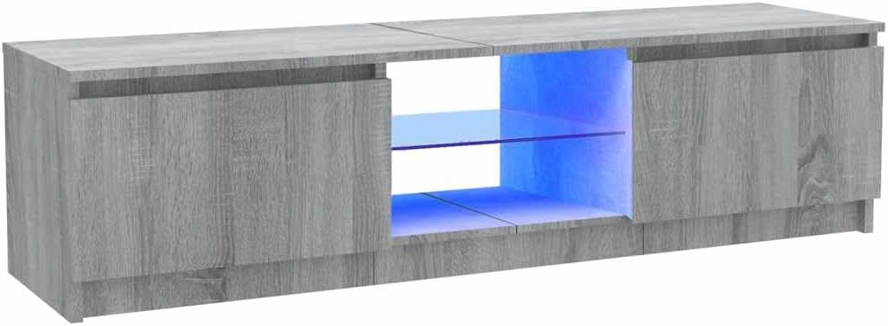 vidaXL TV Cabinet with LED Lights Living Room Furniture Sideboard Entertainment Centre TV Console Media Unit HiFi Cabinet Grey Sonoma