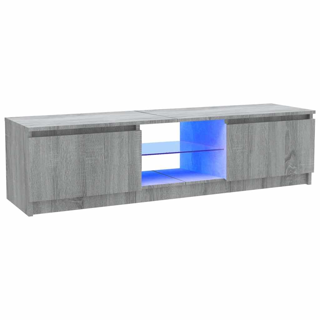 vidaXL TV Cabinet with LED Lights Living Room Furniture Sideboard Entertainment Centre TV Console Media Unit HiFi Cabinet Grey Sonoma