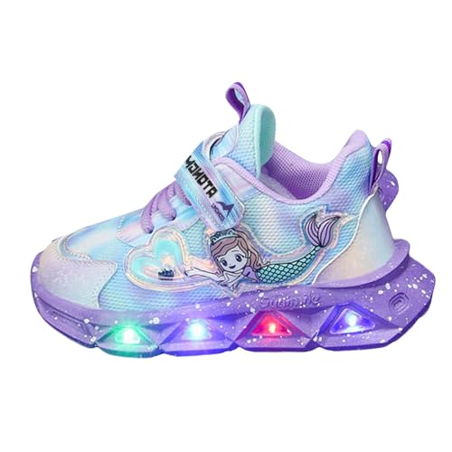 IWIHMIV Girls Tennis Shoes Kid Shoes Girls' Athletic Shoes Light Up Girls Sneakers Breathable Kids Walking Shoes for Toddler