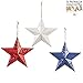 Country Americana 3D Metal Stars Wall, Door, Window and Barn Decor 8 Size | Set of 3 Red, White and Blue for 4th of July or Patriotic Celebration