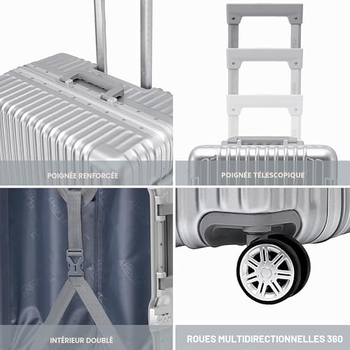 Flight Knight Premium Travel Case - 8 Roues Pivotantes - Serrure - Valise Rigide Legere pour Bagage A Main Ou Bagage Enregistre - Extremement Durable Aluminium - Plus De 100 Compagnies Aeriennes – vue 4