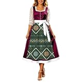 Generisch Maxikleid Damen Tailliert mit Schleife, Oktoberfest Kleid, Französisches Vintage Sommerkleid, Elegantes Chiffonkleid, Schickes Partykleid für Hochzeit