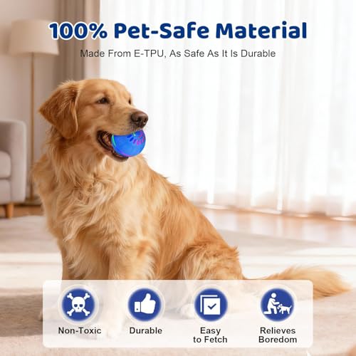 Pipihome Interaktives Hundespielzeug Ball, Hundeball Elektrisch Automatisch Rollender mit LED-Lichtern Spielball, Hundespielzeug Intelligenz für Kleine/mittlere/große Hunde, USB Wiederaufladbar