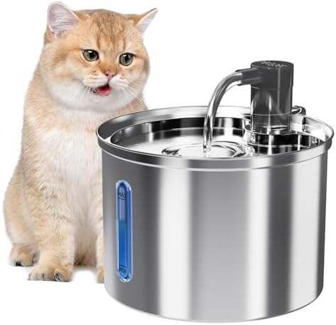 Bebedouro para Gatos, 3L Fonte de Agua pra Gato aço inoxidável 30...