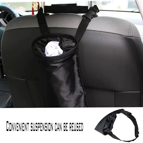 Image of 1 Pack 2 Pcs Hanging Car Trash Can, Car Trash Bags With Storage Pockets, Car Organizers And Washable Fits For Most Car, Suvs. （Black）