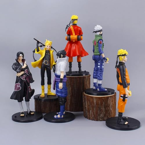 Image of Naruto Action Figure Set of 6 Anime Action Figures Toys, 16 cm Detailed PVC Shippuden Characters for Kids & Collectors, Desk Home Car Display Gift (Naruto Set of 6)