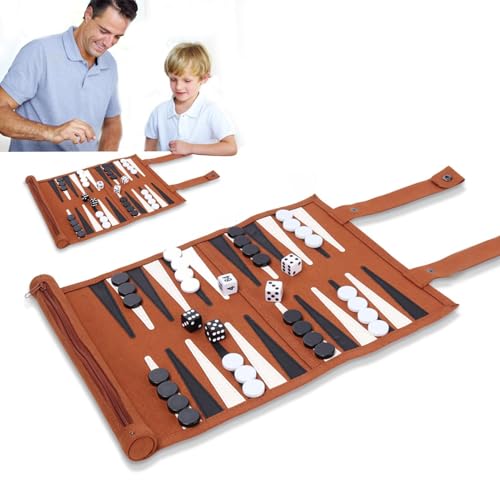 Backgammon De Viaje - Roll Able Board Games Adultos | Microfibra De Juegos De Mesa Y Cuero PU | Juegos De Mesa De Backgammon De Viaje | Estuche De Mesa Clásico Para Backgammon De Mesa D