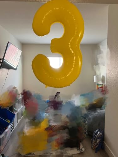 Image of 8 Balloon 40 inch Yellow Number Balloons for 8th Birthday Party Decorations | Saturated Color, Large 40 inch, With Inflation Straw & Hanging Holes, Great for Thanksgiving, Labor Day, Vintage Theme Party