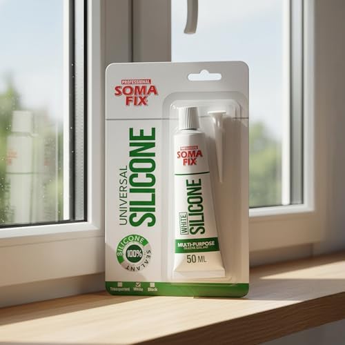 White Silicone Caulk - Easy Squeeze Caulking Tube, Silicone Sealant for Wood, Kitchen, Bathroom, Sink, Windows - Multi Purpose & Waterproof - 1.7 fl. oz (White) - 3