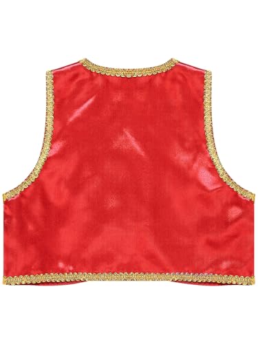 Kids Boys Halloween Arabian Prince Vest Waistcoat Metallic Sleeveless Fairytale Fancy Dress ups4
