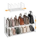 2-Pack Expandable Purse Organizers for Closet, Stackable Metal Bag Racks