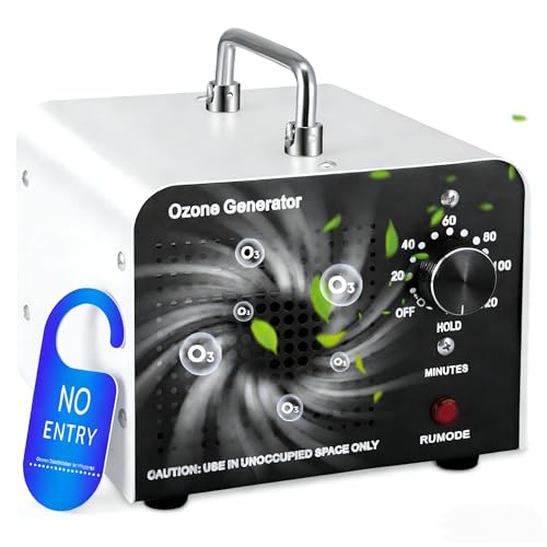 Generatore di ozono 60000mg/h Ozono industriale purificatore d'aria Ozonizzatore Dispositivo con timer da 120 minuti per 300㎡ Elimina odori casa Auto Camere Uffici Garage Fumo e animali domestici