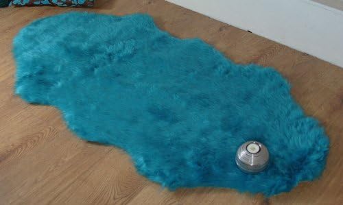 Rugs Supermarket Cream ivory faux fur double sheepskin style rug 70 x 140 cm
