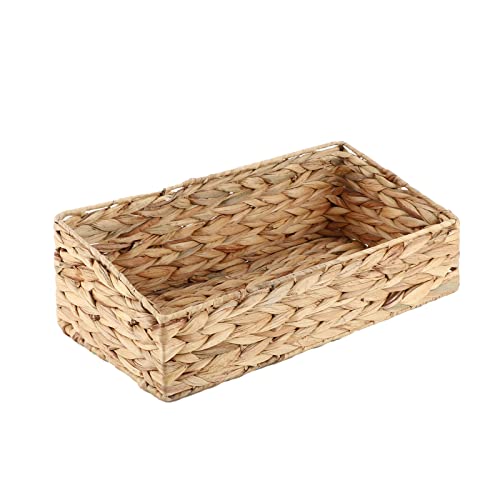 YAHUAN Hand Woven Water Hyacinth Baskets for Organizing Woven Trapezoid Basket Pantry Baskets Trapezoid Storage Bin for Shelves, Pantry, Closet and Home Decor (Water Hyacinth)