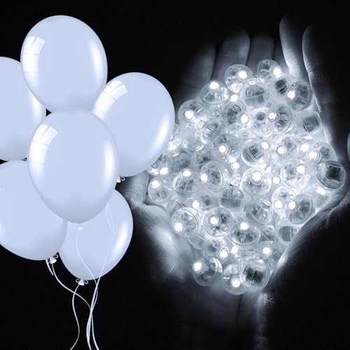 Image of 50pcs Mini LED Ballon Lights - 24+ Hours of Flashing Multicolor Glow Waterproof Balloons Lights with Hooks for Party Christmas Halloween Decorations