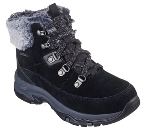 Skechers Damen Trego Snow Worries Hiking Boots,boots, Black Suede Duraleather Faux Fur, 39 EU