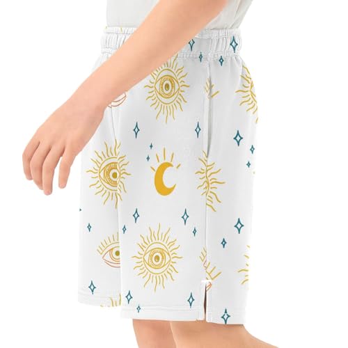 Mystical Eyes Athletic Shorts with Zipper Pockets, Youth Boys Athletic Running Shorts for Summer 7