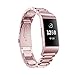 Aresh Compatible Fitbit Charge 3 Bands & Charge3 SE Band,Stainless Steel Charge 3 Metal Strap Women Men Replacement Wristband for Fitbit Charge 3/Charge 3 SE Fitness Activity Tracker (Rose Gold)