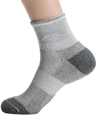 Image of Pro Mountain Wide Toe Box For Health Cotton Compression Ankle Socks Athletic Hiking Mesh Quarter Length No Logo