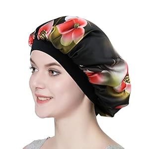 Night Cap for Frizzy Hair Pleated Bandana Ethnic Cloth Print Bohemian Band
