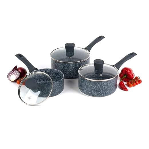 Russell Hobbs COMBO-4838A Nightfall Stone Saucepan Set, 3 Piece Collection