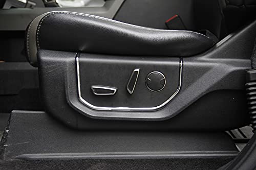 Justautotrim Chrome 2Pcs Front Seat Adjustment Button Panel Upgrade Trims For 2015 2016 2017 2018 2019 2020 Ford F150 & 2017 2018 2019 2020 F250 F350 #TOP4