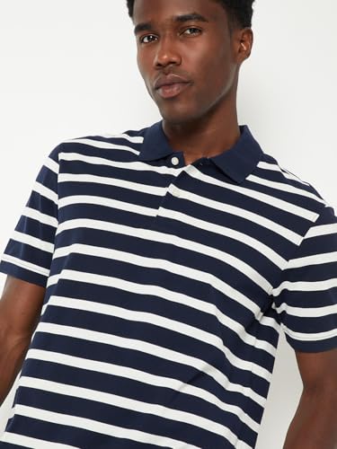 Image of Max Men's Half Sleeves Regular Fit Striped Polo T-Shirt