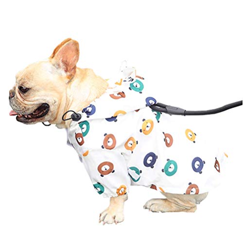 SUNGROOペット用 レインコート ポンチョ 防水 小型犬 中型犬 犬の服 ペット用品 雨具 軽量 可愛い 熊柄 帽子付き(L)