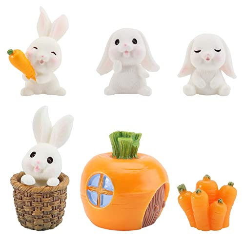 Estatua Mini Conejito 7 Piezas Conejito Figuras Jardín Figura Decorativa Mini Conejo Miniatura Estatuilla Conejo Adornos Figuras Conejito para Balcón Adorno de Jardín Decoración de Fiesta de Pascua Cover