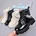 4.5-5 Years Baby Girls Ankle Boots Fashion PU Lace up Side Zipper Pearl Chain Non-slip Princess Booties Combat Boot