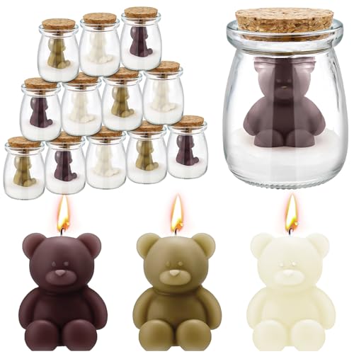 18 Stück Bären-Duftkerzen – Partykerzen im Einmachglas aus Sojawachs, Bulk-Geschenk für Gäste,...