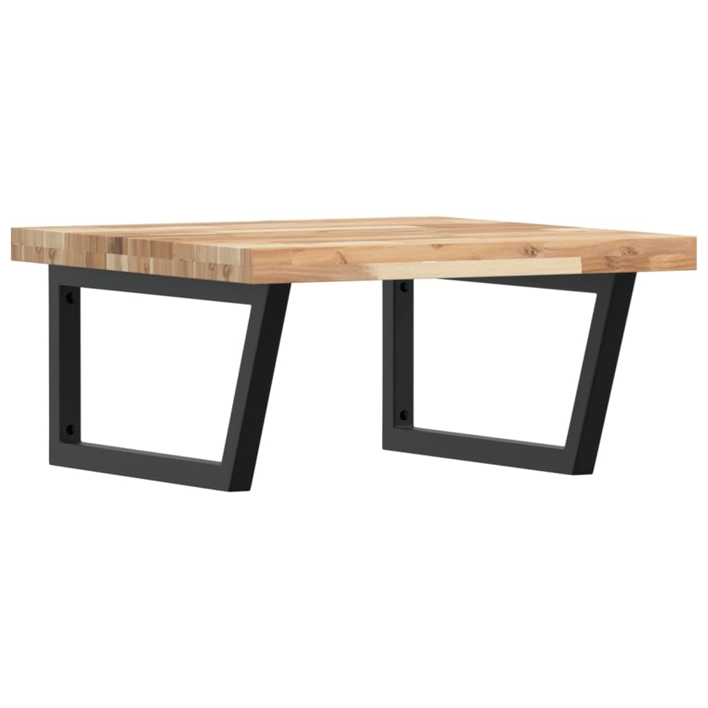 Estantería para lavabo de pared de acero y madera de acacia – Estantería montada en la pared para lavabo de acero y madera con soportes de acero para un almacenamiento elegante que ahorra espacio