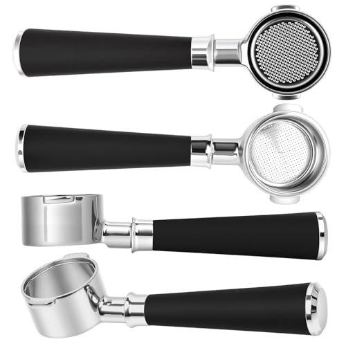 Image of 51mm Bottomless Portafilter Kit, Espresso Accessories Kit includes Puck Screen, WDT Tool, Espresso Dosing Funnel, Double Shot Filter Basket (Black, 51mm Fits Delonghi / 2 Ears)