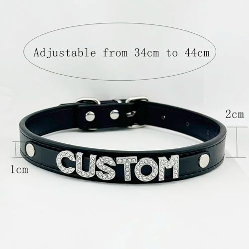 Modische Individuelle Halsband-Halskette – Personalisierte Namens-Pu-Leder-Kragen-Halskette Für Damen Und Herren, Punk-Gothic-Individuelle Luxus-Strass-Initialen-Buchstaben-Halskette Als Geschenk,