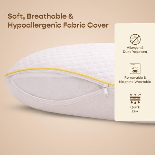 SleepyCat Orthopaedic Memory Foam Pillow for Better Shoulder and Neck Support, 1 Piece (Small Size, 22x14x4 inches, White, Bamboo Fabric) - Image 4