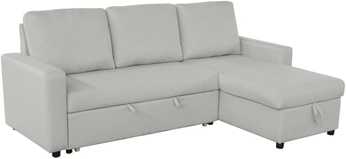 SHIITO Modelo Play - Sofá 3 Plazas con Chaiselongue y Arcón en Beige