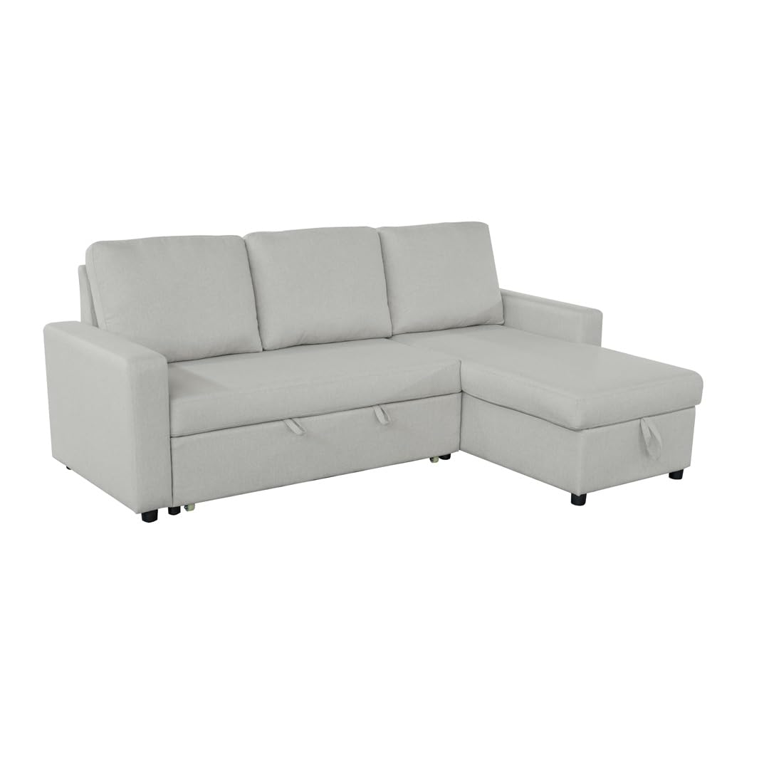 SHIITO | Modelo Play - Sofá 3 Plazas con Chaiselongue y Arcón | Máximo Relax y Confort | 230 x 84 x 96 cm - Color Beige